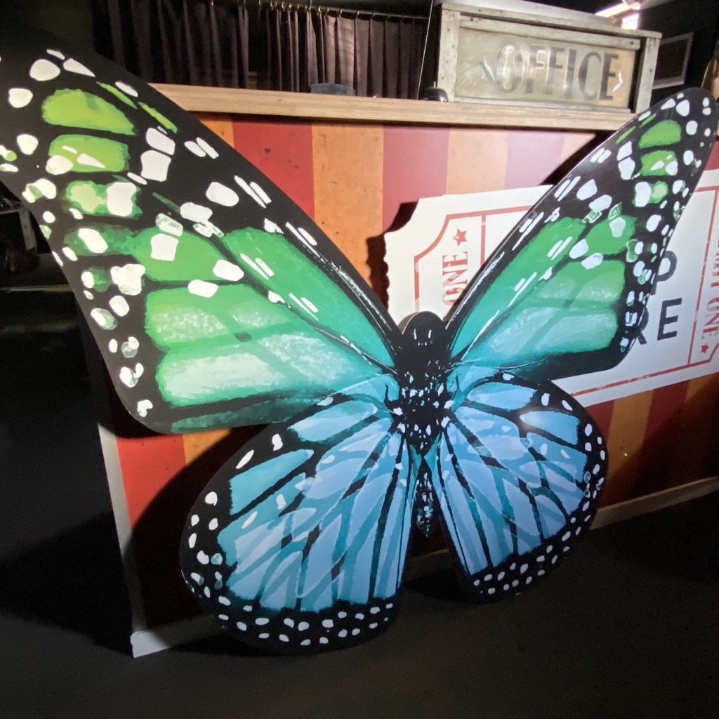 BUTTERFLY, Large Blue Green 120cm H (Single Sided)